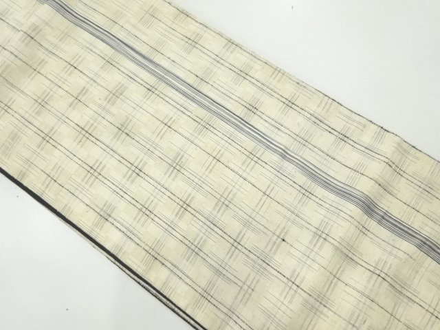 JAPANESE KIMONO / ANTIQUE FUKURO OBI / SILK / TSUMUGI / WOVEN STRIPE